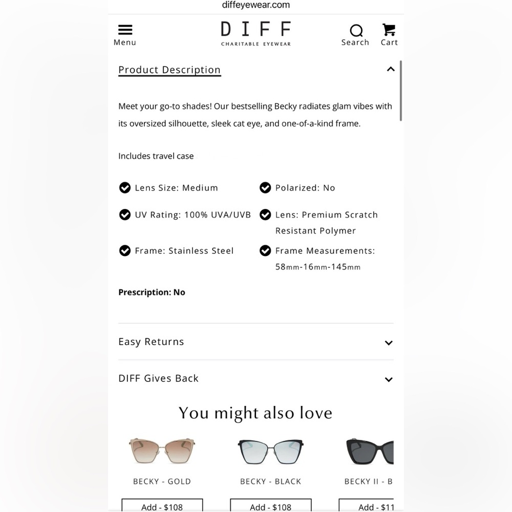 Diff Eyewear Sunglasses Becky Black - image 7